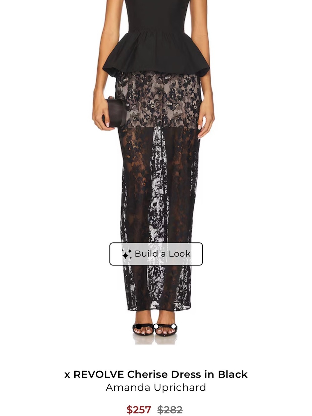 REVOLVE Black Lace Peplum Maxi Dress
